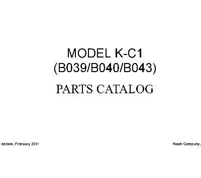 خرید و دانلود نسخه کامل کتاب Model K-C1. (B039, B040, B043) parts catalog