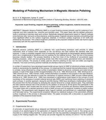 خرید و دانلود نسخه کامل کتاب Modeling of Polishing Mechanism in Magnetic Abrasive Polishing