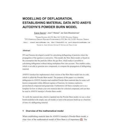 خرید و دانلود نسخه کامل کتاب Modelling of deflagration, establishing material data into ANSYS AUTODYN’S powder burn model