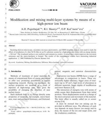 خرید و دانلود نسخه کامل کتاب Modification and mixing multi-layer systems by means of a high-power ion beam