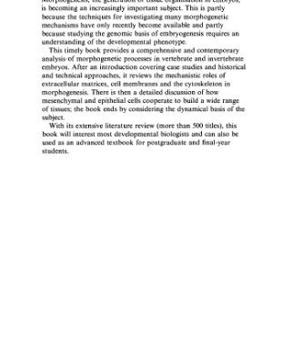 خرید و دانلود نسخه کامل کتاب Morphogenesis: The Cellular and Molecular Processes of Developmental Anatomy (Developmental and Cell Biology Series)