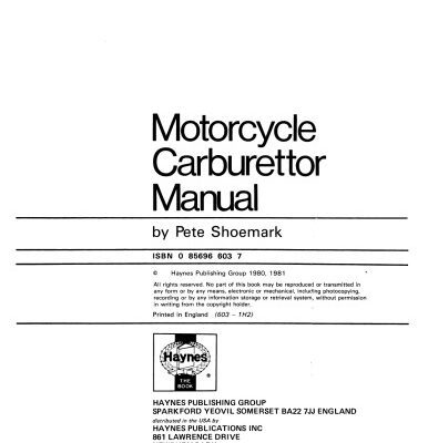 خرید و دانلود نسخه کامل کتاب Motorcycle carburettor manual