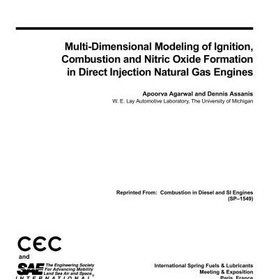 خرید و دانلود نسخه کامل کتاب Multi-Dimensional Modeling of Ignition, Combustion and Nitric Oxide Formation in Direct Injection Natural Gas Engines