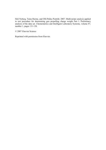 خرید و دانلود نسخه کامل کتاب Multivariate analysis applied to test procedure for determining gun propelling charge weight. Part I. Preliminary analysis of the data set_68f1233ce4a3b.jpeg خرید و دانلود نسخه کامل کتاب Multivariate analysis applied to test procedure for determining gun propelling charge weight. Part I. Preliminary analysis of the data set