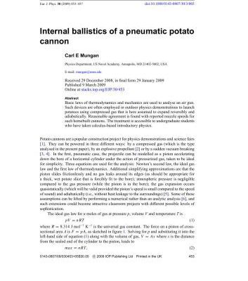 خرید و دانلود نسخه کامل کتاب Mungan. Internal ballistics of a pneumatic potato cannon