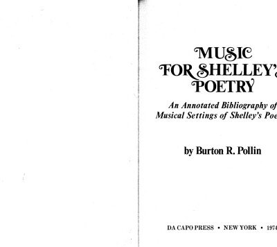 خرید و دانلود نسخه کامل کتاب Music for Shelley’s Poetry: An Annotated Bibliography of Musical Settings of Shelley’s Poetry