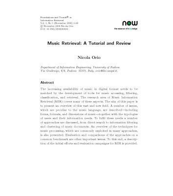 خرید و دانلود نسخه کامل کتاب Music Retrieval (Foundations and Trends in Information Retrieval)
