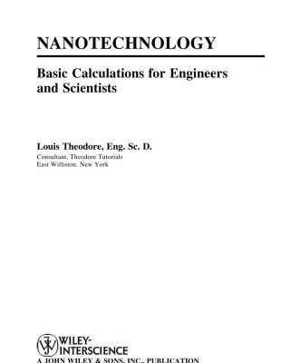 خرید و دانلود نسخه کامل کتاب Nanotechnology: Basic Calculations for Engineers and Scientists