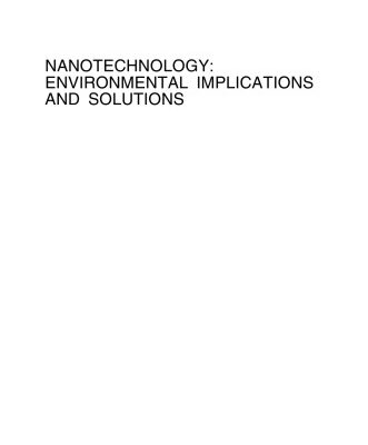 خرید و دانلود نسخه کامل کتاب Nanotechnology: Environmental Implications and Solutions