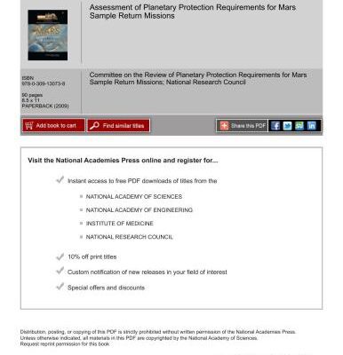 خرید و دانلود نسخه کامل کتاب National Research Council. Assessment of Planetary Protection Requirements for Mars Sample Return Missions