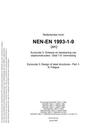 خرید و دانلود نسخه کامل کتاب NEN-EN 1993-1-9 Design of steel structures – Part 1-9: Fatigue