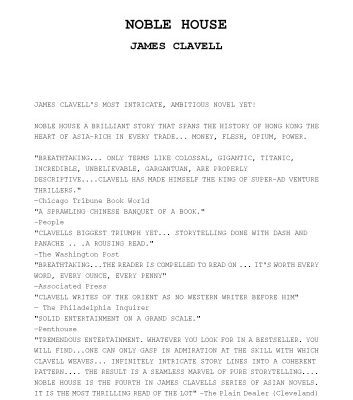 خرید و دانلود نسخه کامل کتاب Noble House (Asian Saga – Book 5)