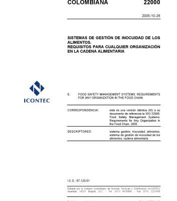 خرید و دانلود نسخه کامل کتاب NTC ISO 22000, Sistemas de gestión de inocuidad de los alimentos