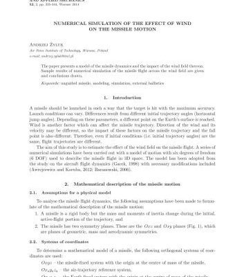 خرید و دانلود نسخه کامل کتاب Numerical simulation of the effect of wind on the missile motion