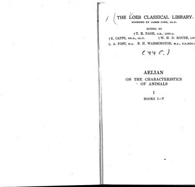 خرید و دانلود نسخه کامل کتاب On the Characteristics of Animals, Volume I, Books 1-5
