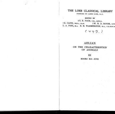 خرید و دانلود نسخه کامل کتاب On the Characteristics of Animals, Volume III, Books 12-17