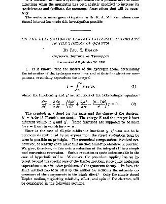 خرید و دانلود نسخه کامل کتاب On the Evaluation of Certain Integrals Important in the Theory of Quanta
