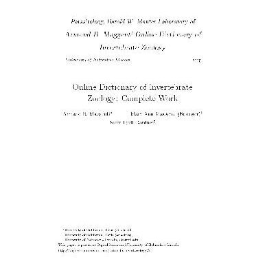 خرید و دانلود نسخه کامل کتاب Online Dictionary of Invertebrate Zoology: Complete Work