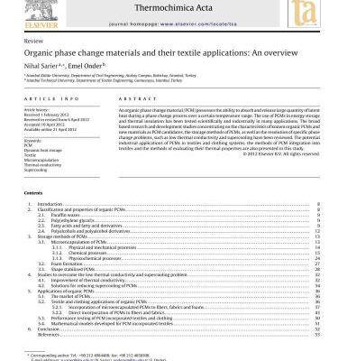 خرید و دانلود نسخه کامل کتاب Organic phase change materials and their application: An overview (Органические фазопереходные материалы и их текстильное применение: обзор)