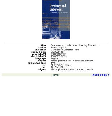 خرید و دانلود نسخه کامل کتاب Overtones and Undertones: Reading Film Music