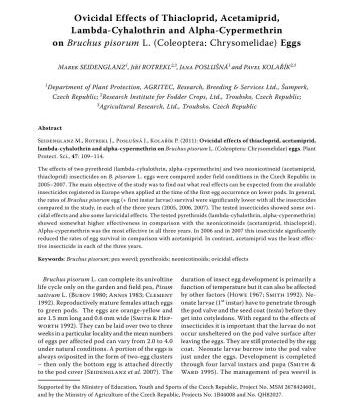 خرید و دانلود نسخه کامل کتاب Ovicidal Effects of Thiacloprid, Acetamiprid, Lambda-cyhalothrin and Alpha-cypermethrin on Bruchus pisorum L. (Coleoptera: Chrysomelidae) Eggs