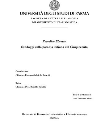 خرید و دانلود نسخه کامل کتاب Parodiae libertas. Sondaggi sulla parodia italiana del Cinquecento