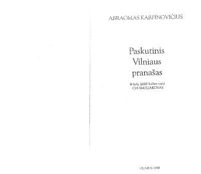 خرید و دانلود نسخه کامل کتاب Paskutinis Vilniaus pranašas