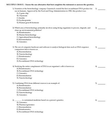 خرید و دانلود نسخه کامل کتاب Pearson Introduction to Biotechnology: International Edition, 2 E, Question Bank