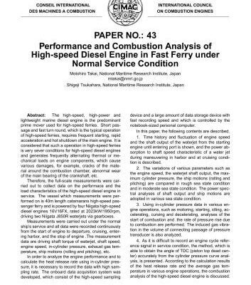 خرید و دانلود نسخه کامل کتاب Performance and Combustion Analysis of High-speed Diesel Engine in Fast Ferry under Normal Service Condition