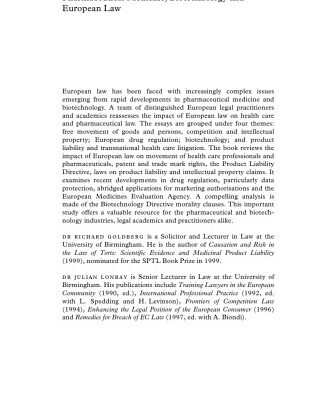 خرید و دانلود نسخه کامل کتاب Pharmaceutical Medicine, Biotechnology and European Law