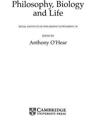 خرید و دانلود نسخه کامل کتاب Philosophy, Biology and Life (Royal Institute of Philosophy Supplements)