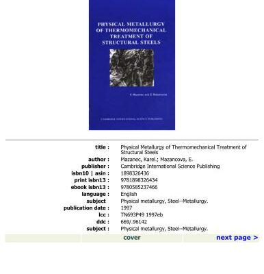 خرید و دانلود نسخه کامل کتاب Physical Metallurgy of Thermomechanical Treatment of Structural Steels