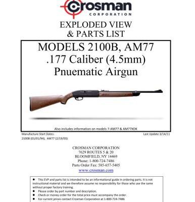 خرید و دانلود نسخه کامل کتاب Pneumatic airgun Crosman 2100B exploded view & parts list