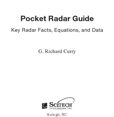 خرید و دانلود نسخه کامل کتاب Pocket Radar Guide – Key Radar Facts, Equations, and Data