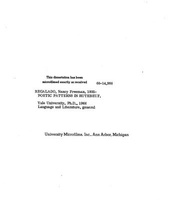 خرید و دانلود نسخه کامل کتاب Poetic patterns in Rutebeuf : a study in noncourtly poetic modes of the thirteenth century