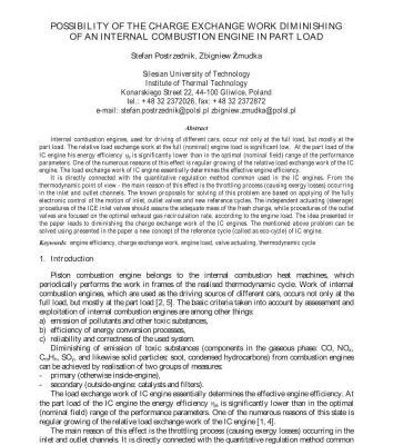 خرید و دانلود نسخه کامل کتاب Possibility of the Charge Exchange Work Diminishing of an Internal Combustion Engine in Part Load