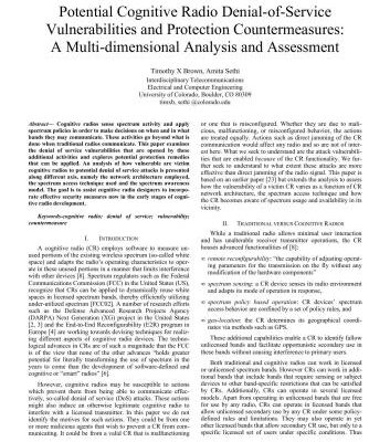 خرید و دانلود نسخه کامل کتاب Potential Cognitive Radio Denial-of-Service Vulnerabilities and Protection Countermeasures: A Multi-dimensional Analysis and Assessment