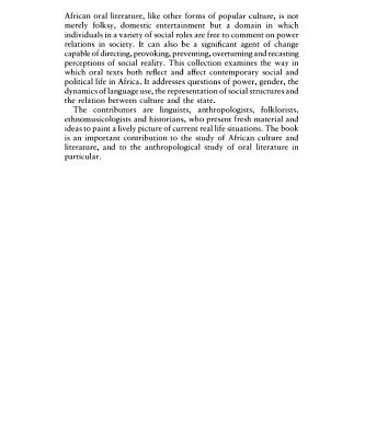 خرید و دانلود نسخه کامل کتاب Power, Marginality and African Oral Literature