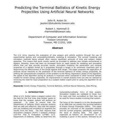 خرید و دانلود نسخه کامل کتاب Predicting the terminal ballistics of kinetic energy projectiles using artificial neural networks