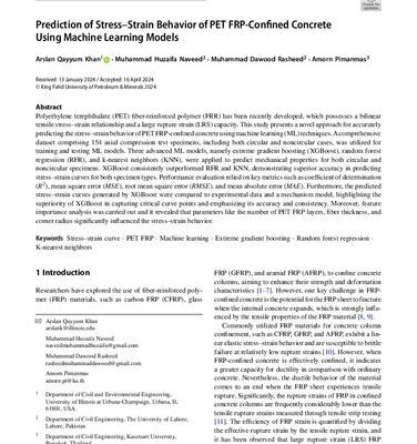 خرید و دانلود نسخه کامل کتاب Prediction of Stress–Strain Behavior of PET FRP-Confined Concrete Using Machine Learning Models