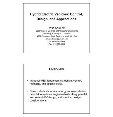 خرید و دانلود نسخه کامل کتاب Presentation – Hybrid Electric Vehicles: Control, Design, and Applications
