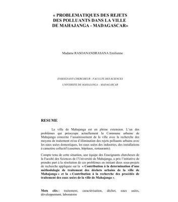 خرید و دانلود نسخه کامل کتاب Problematiques des rejets des polluants dans la ville de Mahajanga – Madagascar