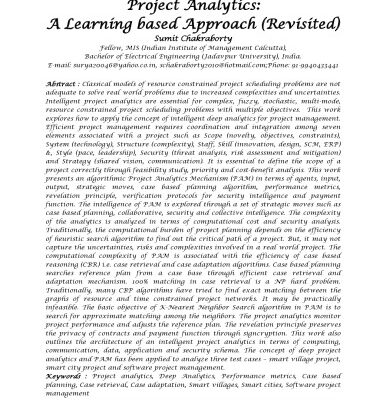 خرید و دانلود نسخه کامل کتاب Project Analytics: A Learning based Approach (Revisited)