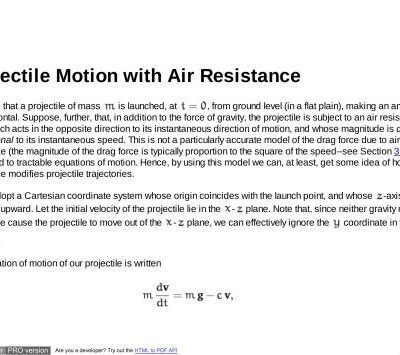 خرید و دانلود نسخه کامل کتاب Projectile motion with air resistance
