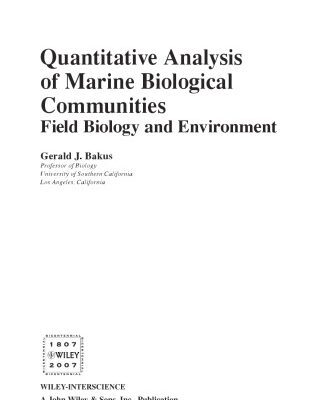 خرید و دانلود نسخه کامل کتاب Quantitative Analysis of Marine Biological Communities: Field Biology and Environment