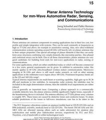 خرید و دانلود نسخه کامل کتاب Radar Technology. Chapter 15. Planar Antenna Technology for mm-Wave Automotive Radar, Sensing, and Communications