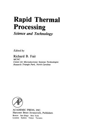 خرید و دانلود نسخه کامل کتاب Rapid Thermal Processing. Science and Technology