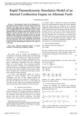 خرید و دانلود نسخه کامل کتاب Rapid Thermodynamic Simulation Model of an Internal Combustion Engine on Alternate Fuels