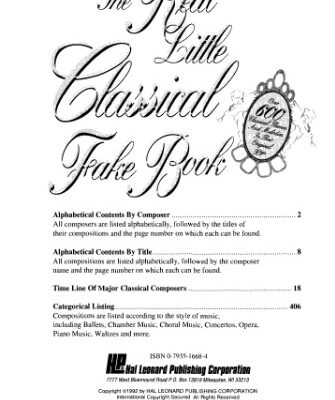 خرید و دانلود نسخه کامل کتاب Real Little Classical Fake Book