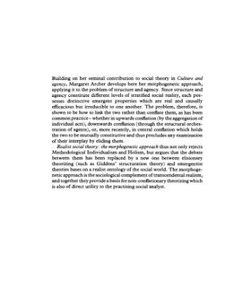 خرید و دانلود نسخه کامل کتاب Realist Social Theory: The Morphogenetic Approach